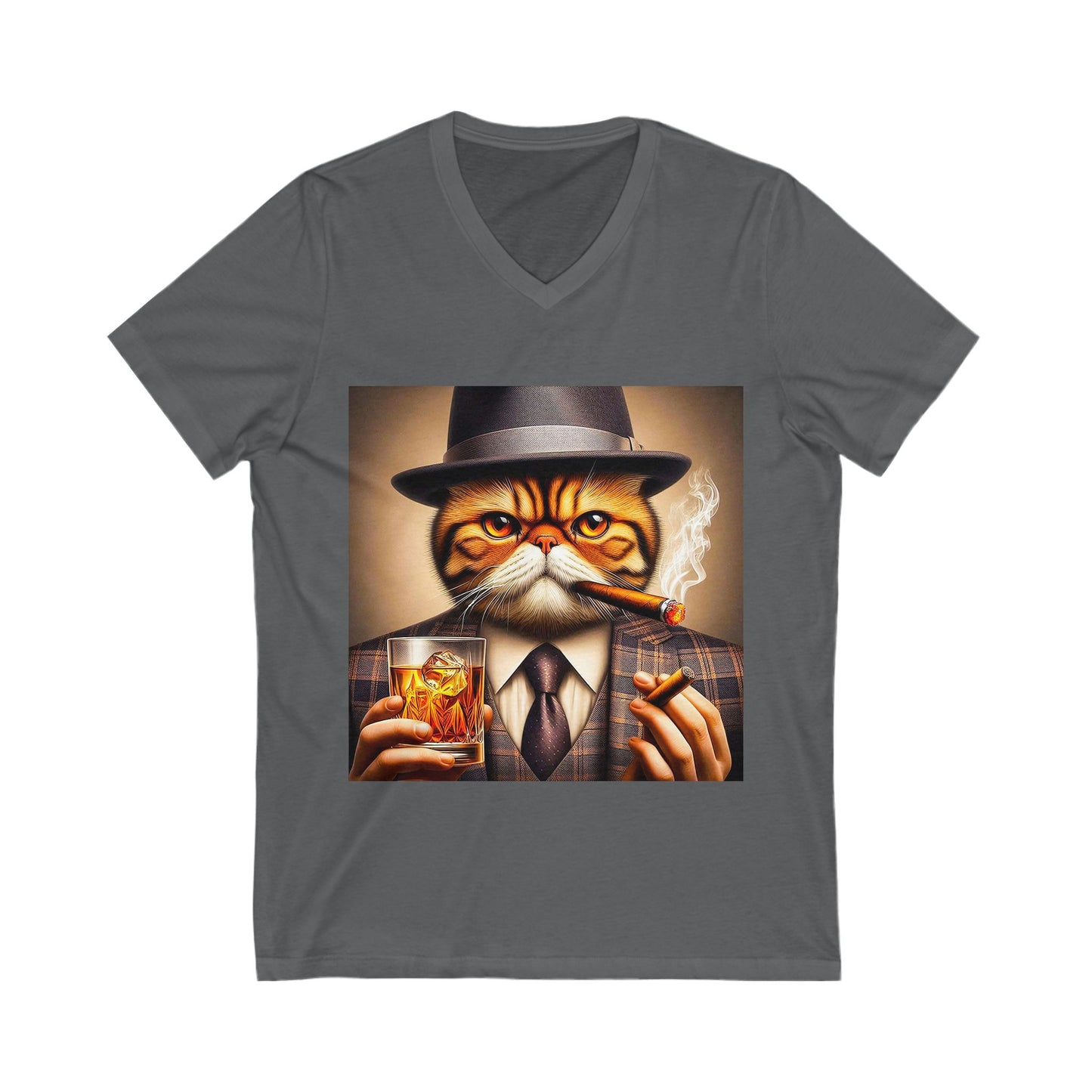 Exotic Shorthair Cat Unisex Jersey Short Sleeve V-Neck Tee