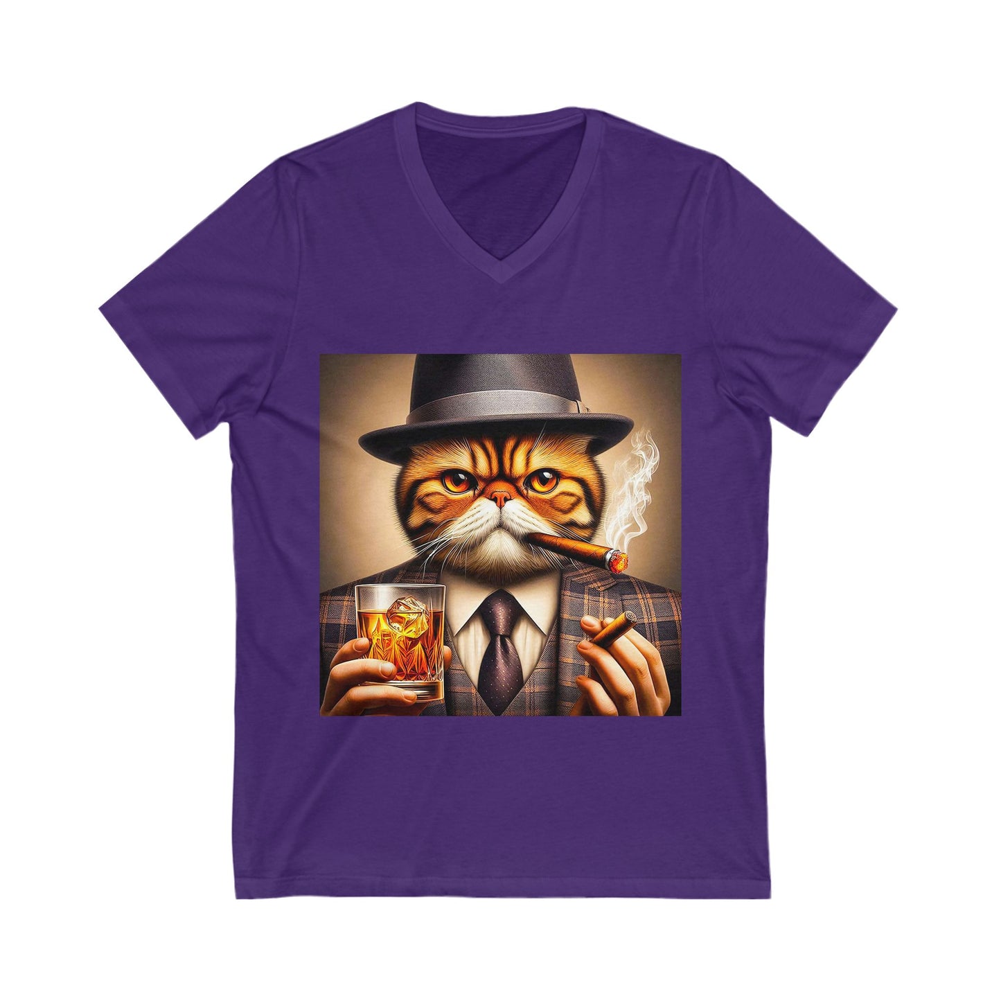 Exotic Shorthair Cat Unisex Jersey Short Sleeve V-Neck Tee