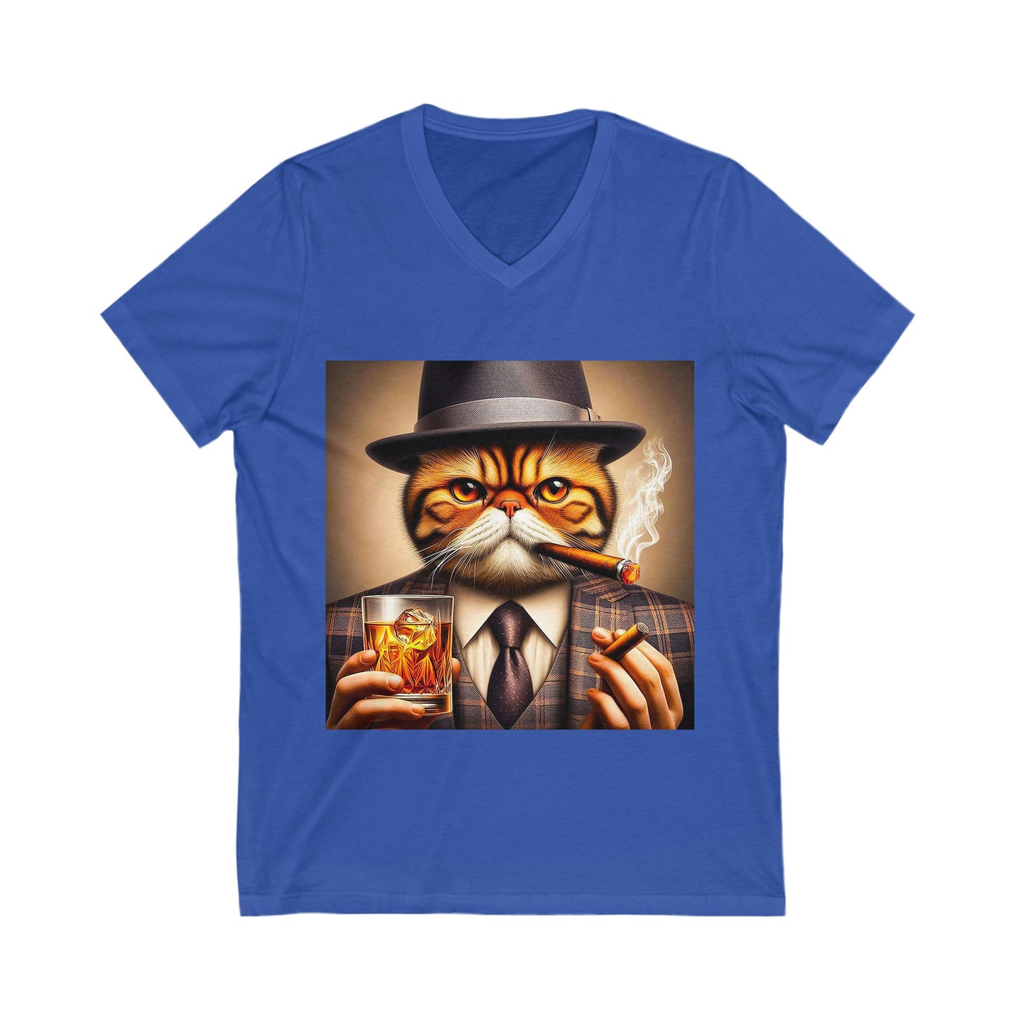 Exotic Shorthair Cat Unisex Jersey Short Sleeve V-Neck Tee