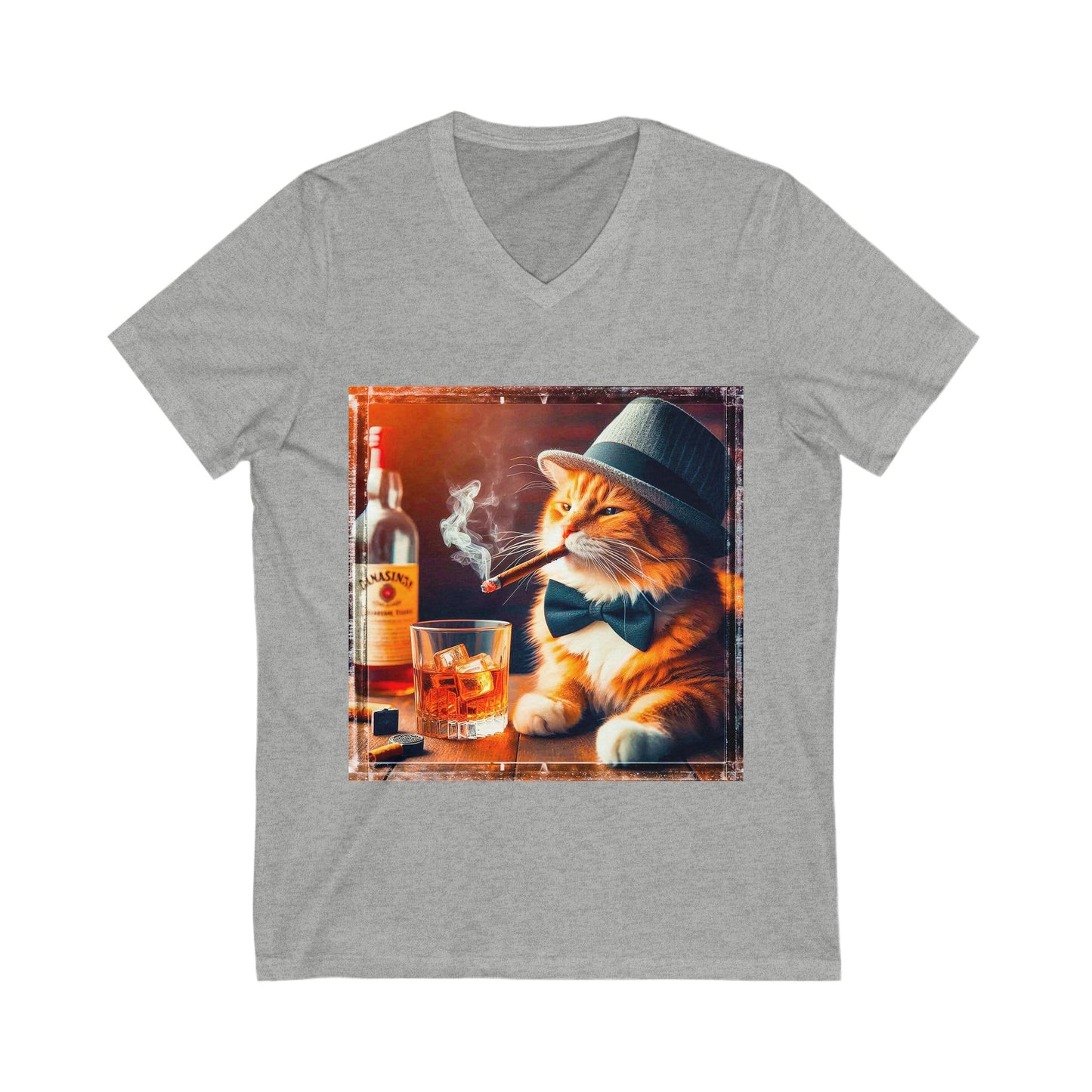 Domestic Cat bar drinking  V-Neck Tee
