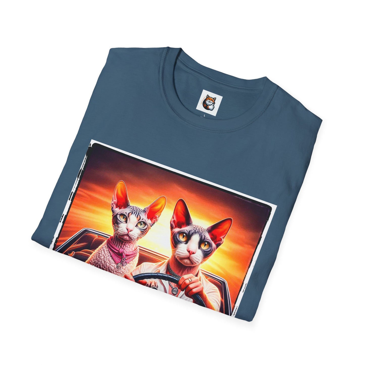 Wacky  Devon Rex Cats driving  Unisex Softstyle T-Shirt