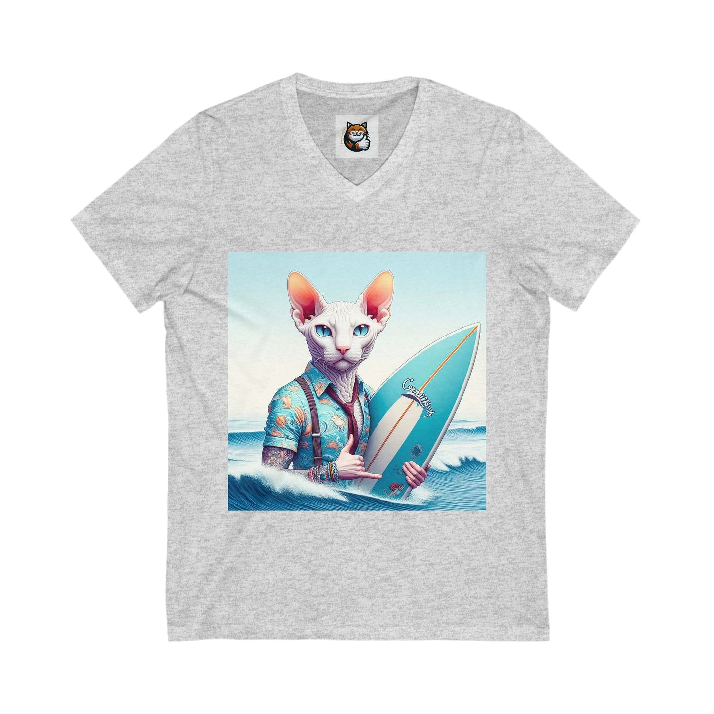Cornish Rex Cat surfer Tee by Printify