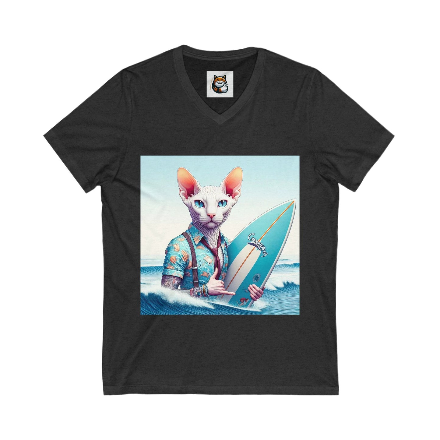 Cornish Rex Cat surfer Tee by Printify