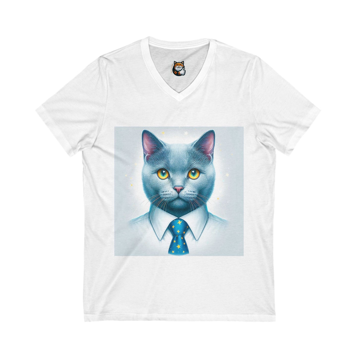 Russian Blue Cat Unisex Jersey Short Sleeve V-Neck Tee
