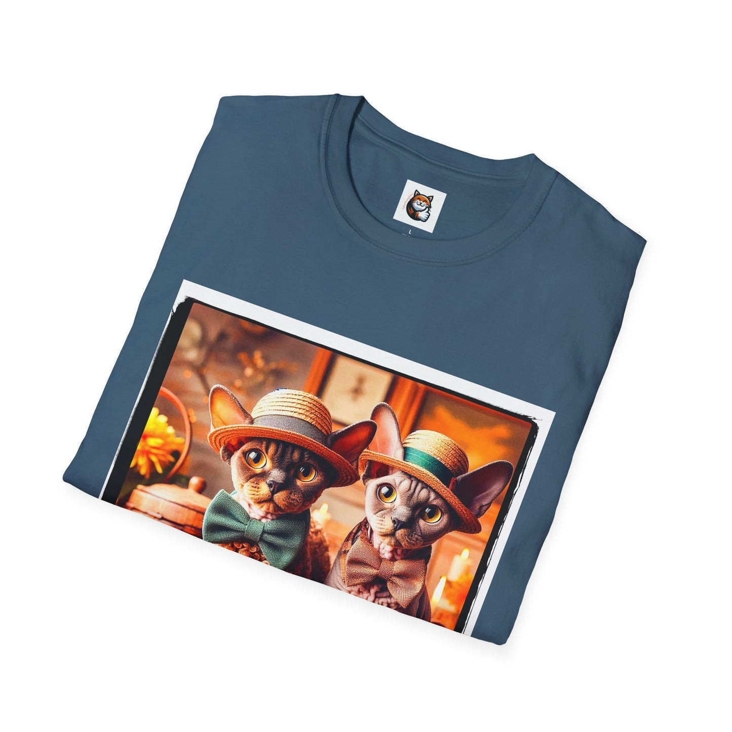 Devon Rex bow and tie Unisex Softstyle T-Shirt