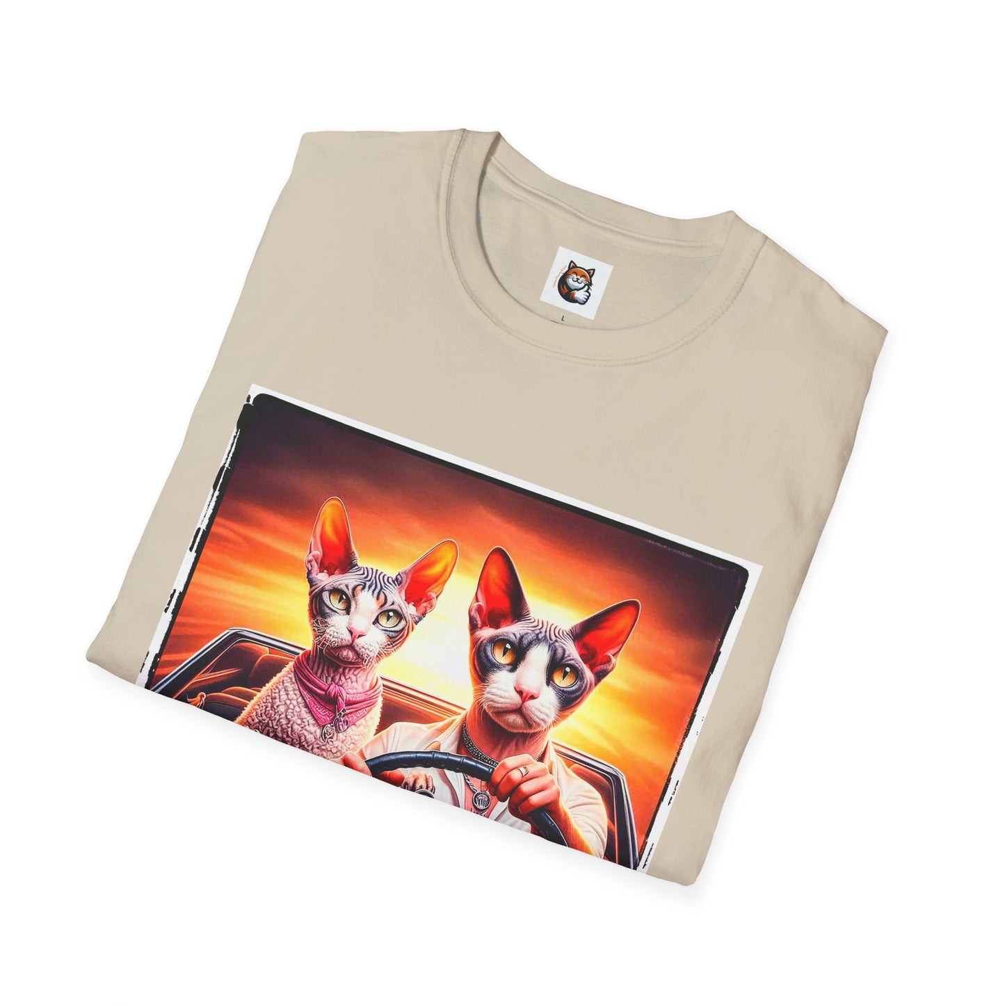 Wacky  Devon Rex Cats driving  Unisex Softstyle T-Shirt