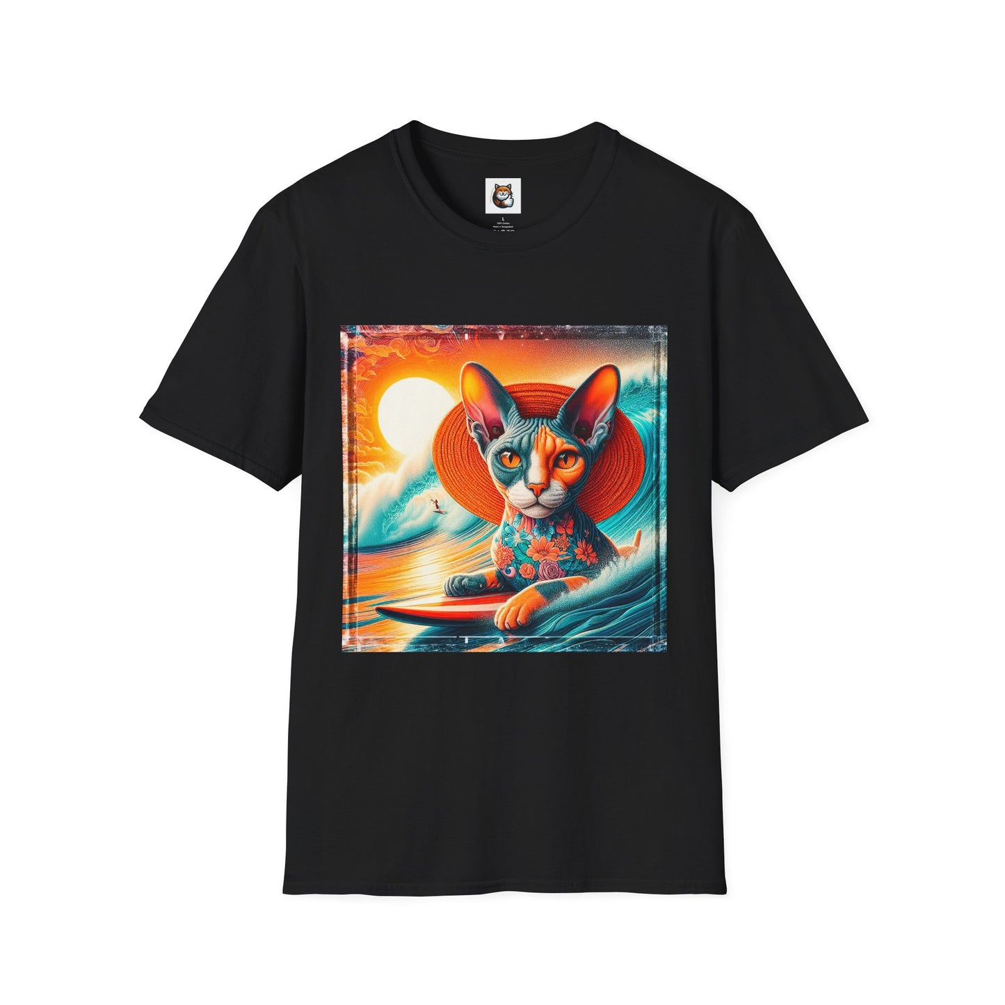 Devon Rex Cat hawaiian surfer Softstyle T-Shirt