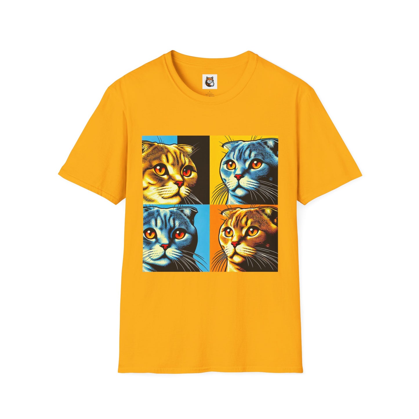 Scottish Fold Cat colorful squares  T-Shirt