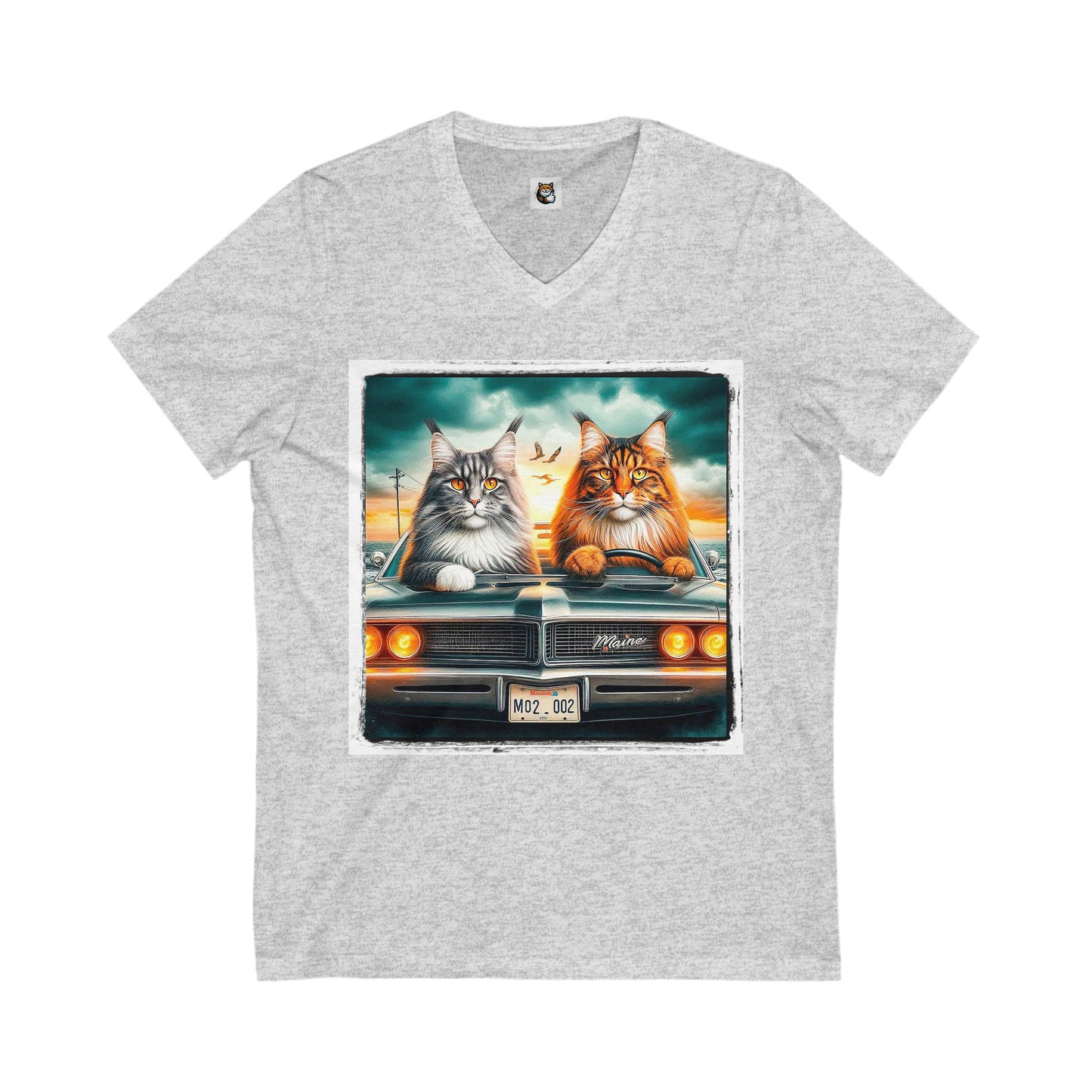 Wacky Maine Coon Unisex Jersey Short Sleeve V-Neck Tee