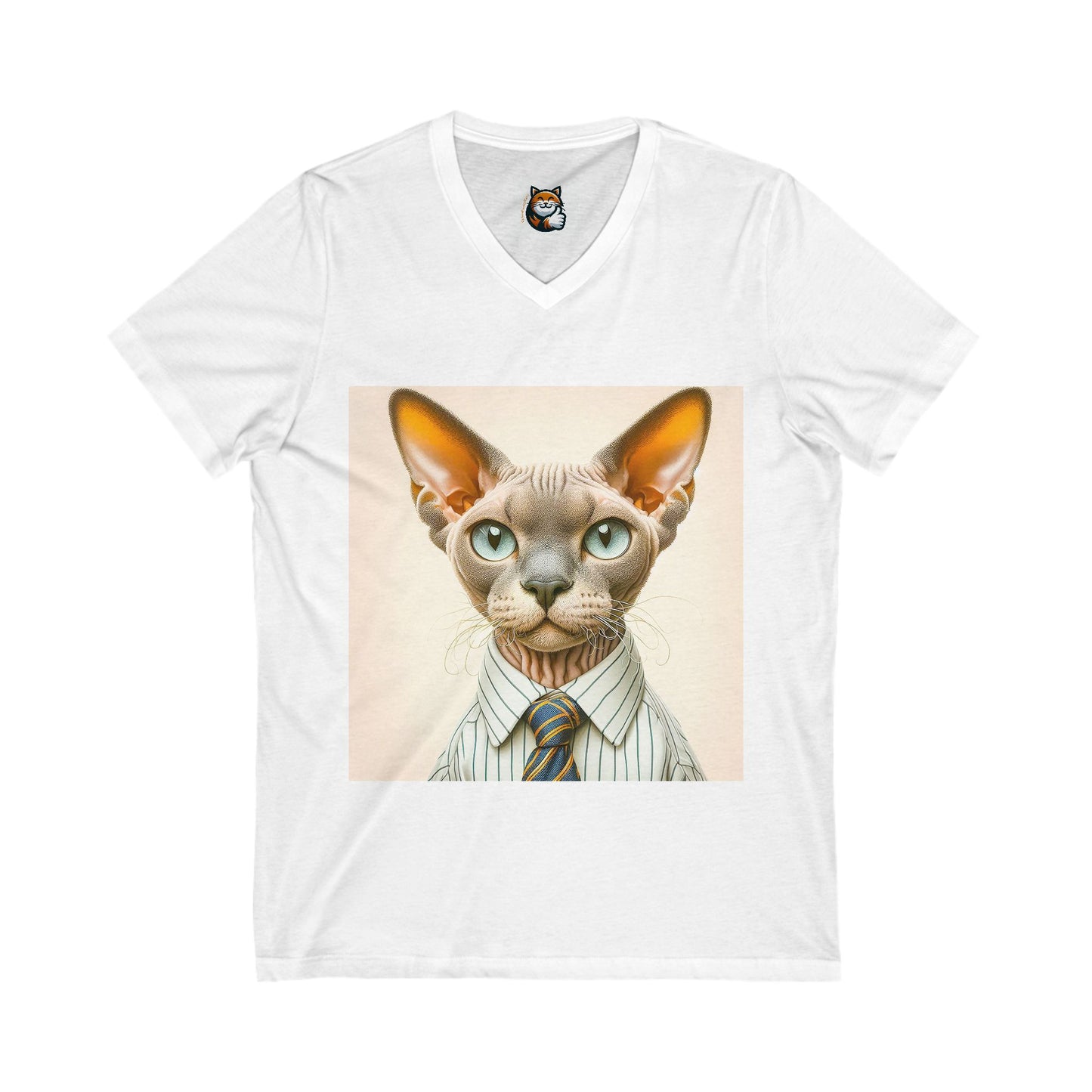 Devon Rex business man  Unisex Jersey Short Sleeve V-Neck Tee
