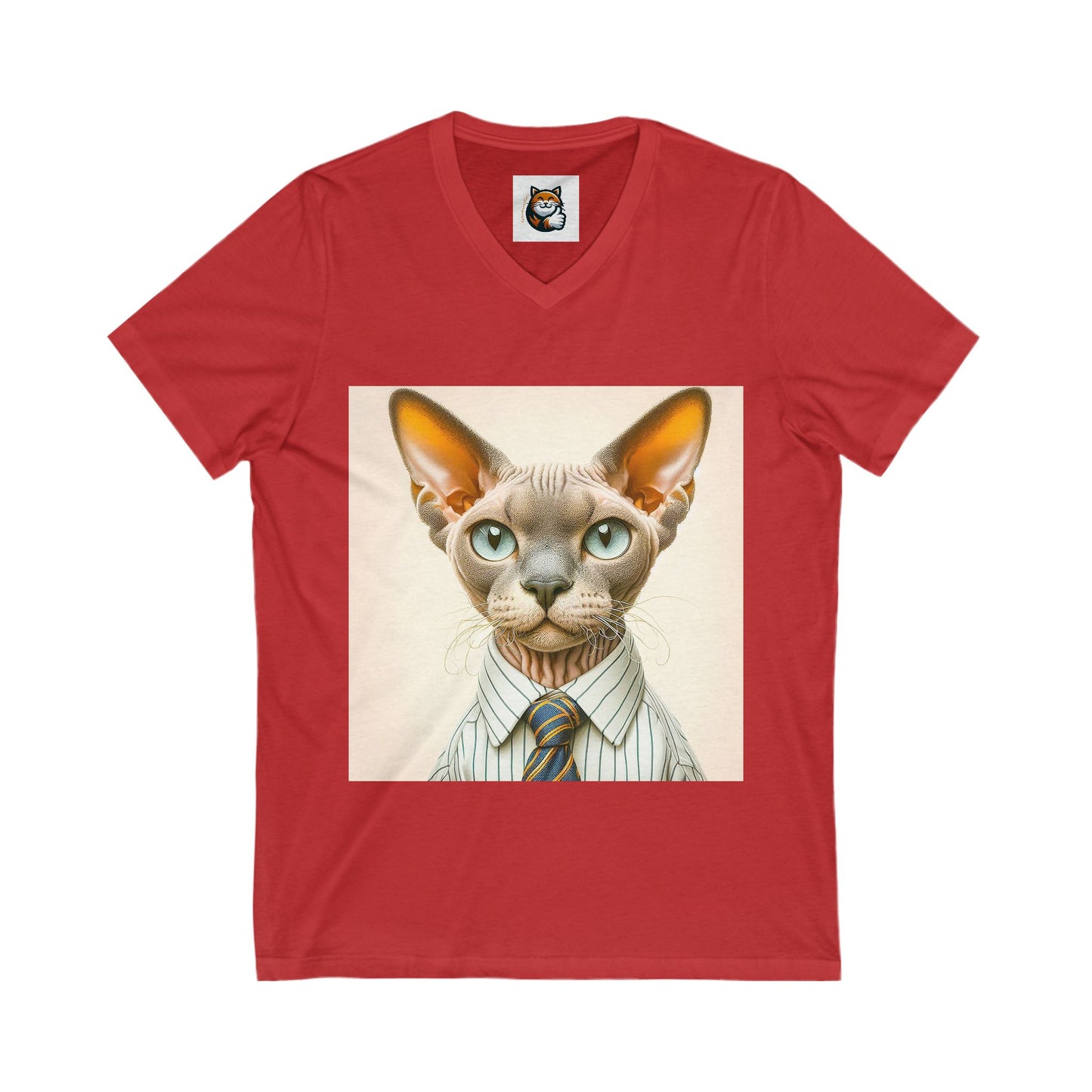 Devon Rex business man  Unisex Jersey Short Sleeve V-Neck Tee
