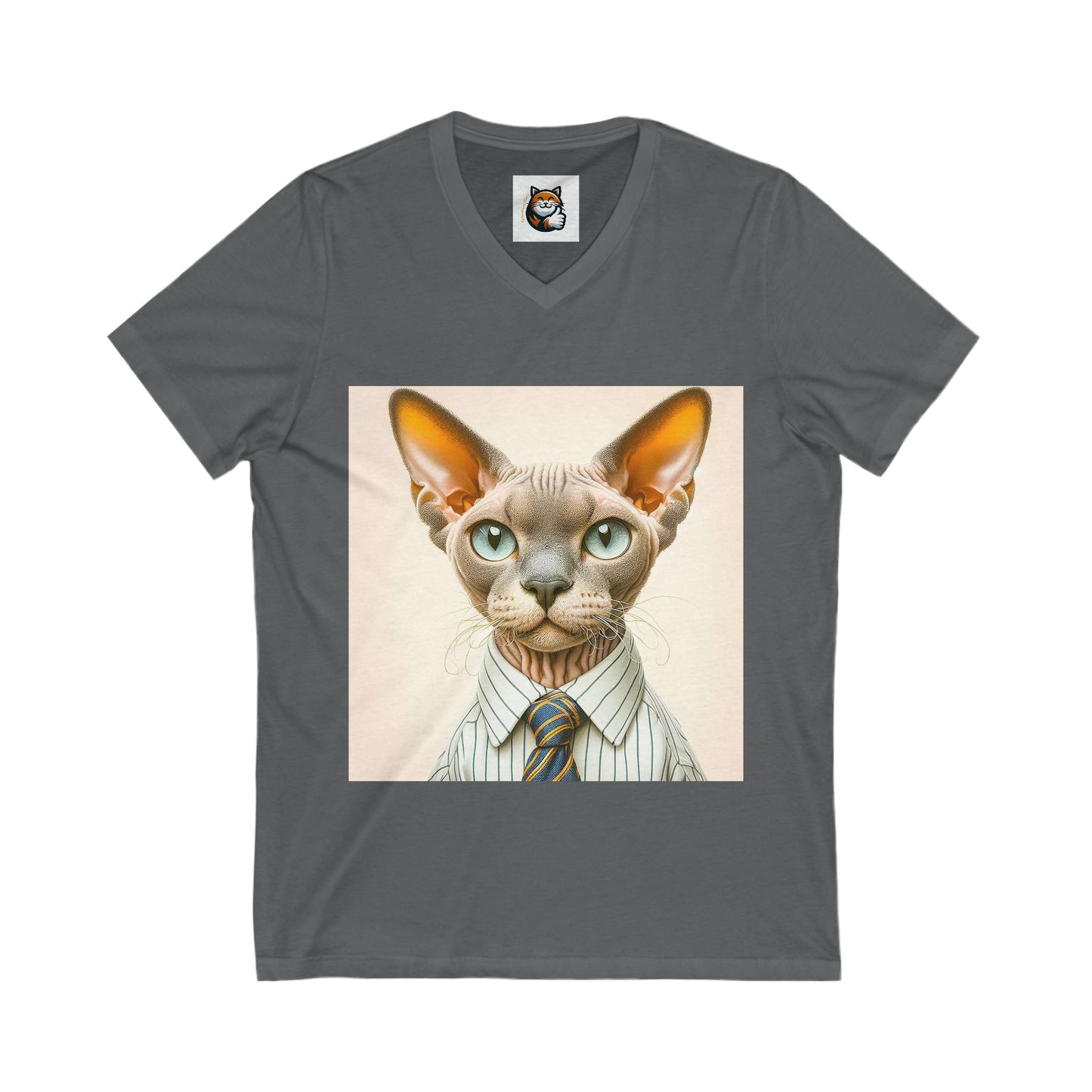 Devon Rex business man  Unisex Jersey Short Sleeve V-Neck Tee