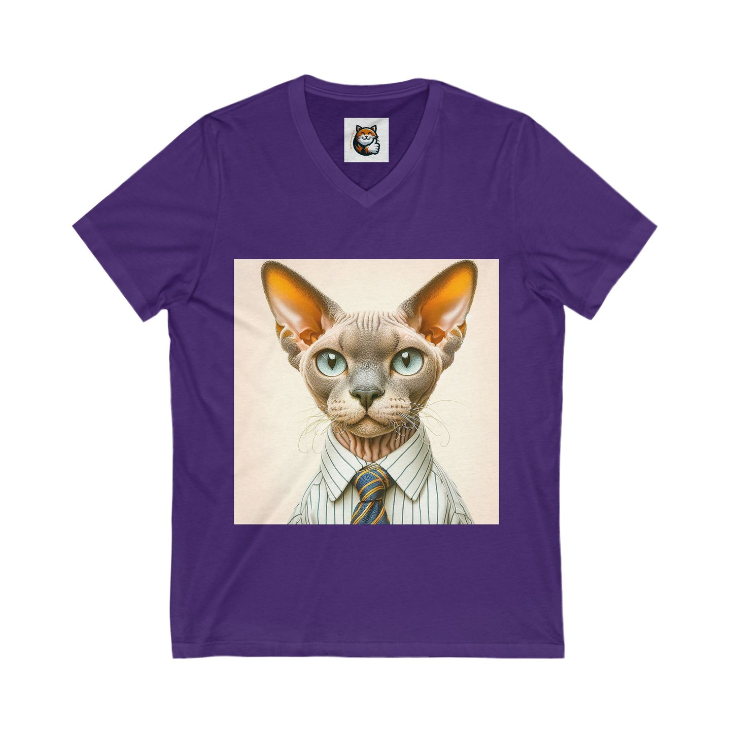Devon Rex business man  Unisex Jersey Short Sleeve V-Neck Tee