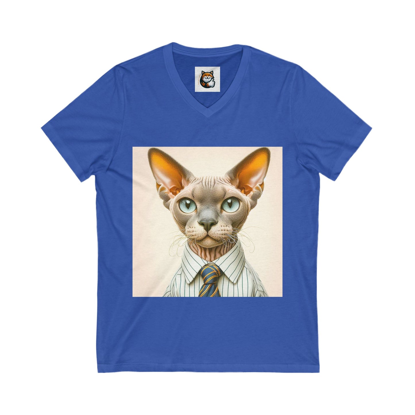 Devon Rex business man  Unisex Jersey Short Sleeve V-Neck Tee