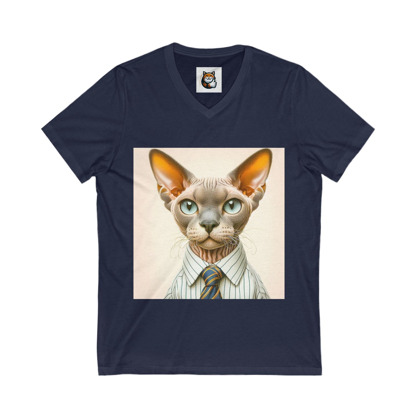 Devon Rex business man  Unisex Jersey Short Sleeve V-Neck Tee
