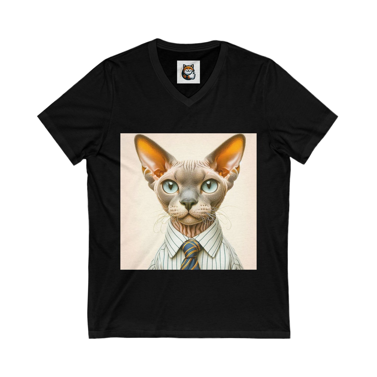 Devon Rex business man  Unisex Jersey Short Sleeve V-Neck Tee