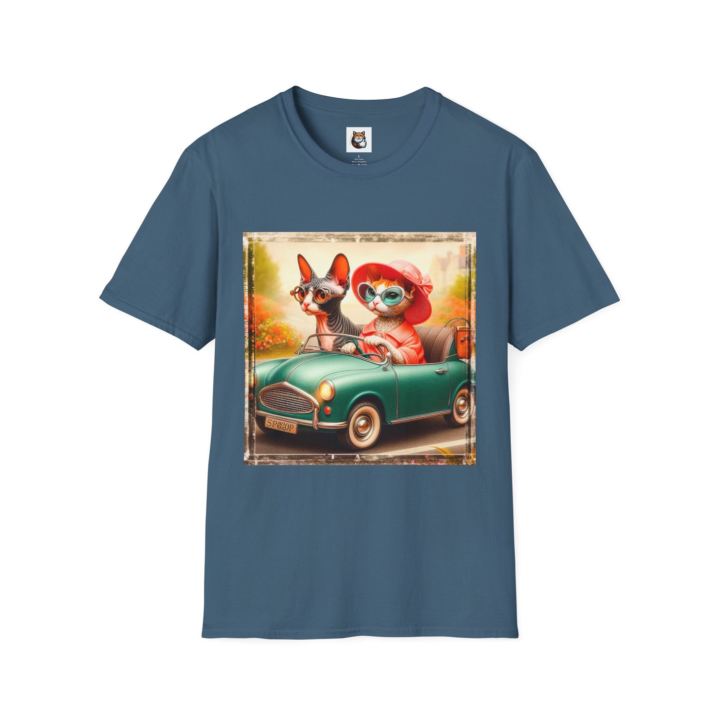 Wacky Cornish Rex Cat friends driving  T-Shirt