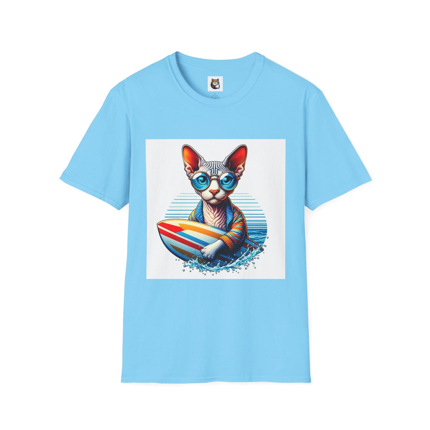 Devon Rex Cat surfer Softstyle T-Shirt