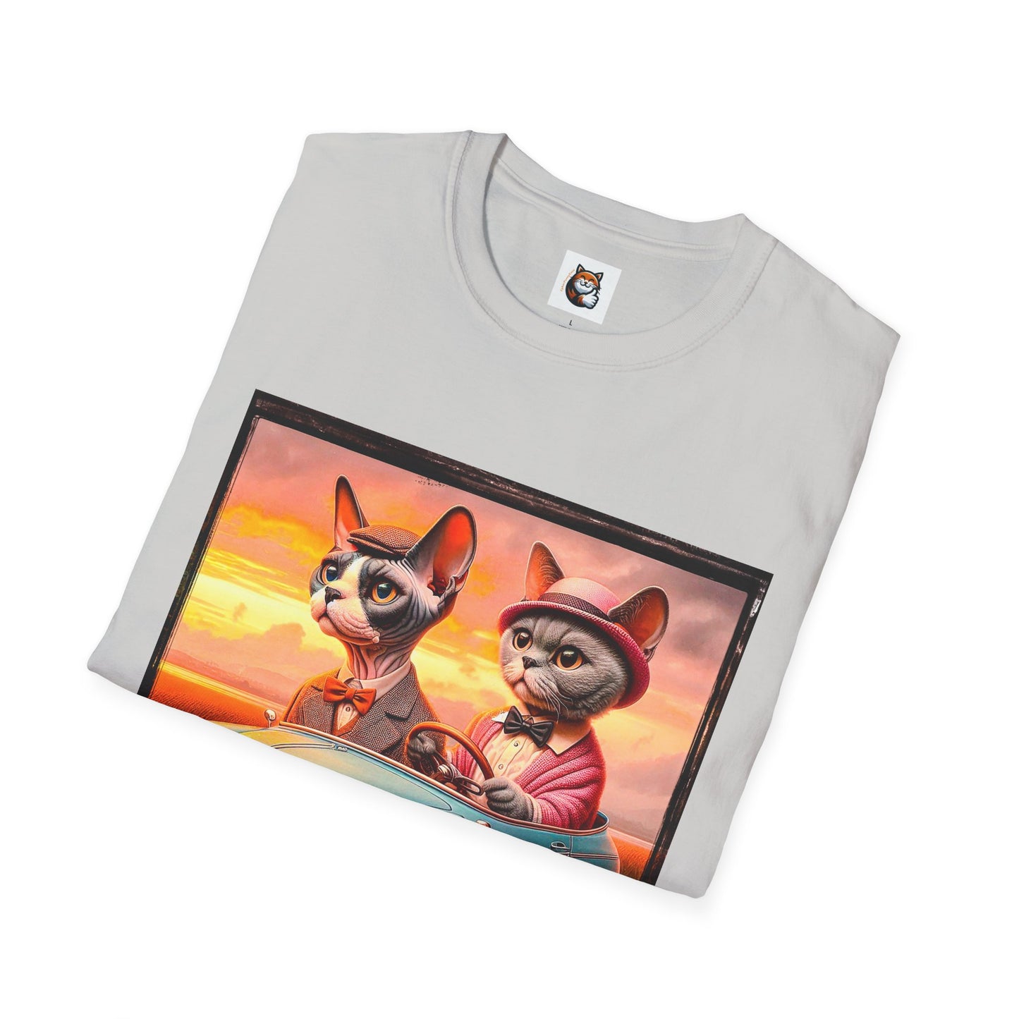 Wacky Devon Rex driving Unisex Softstyle T-Shirt
