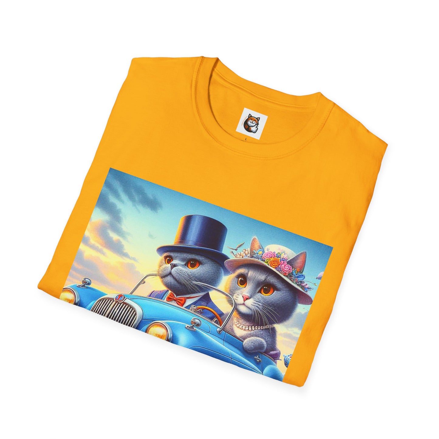 Russian Blue Cat driving couple  T-Shirt