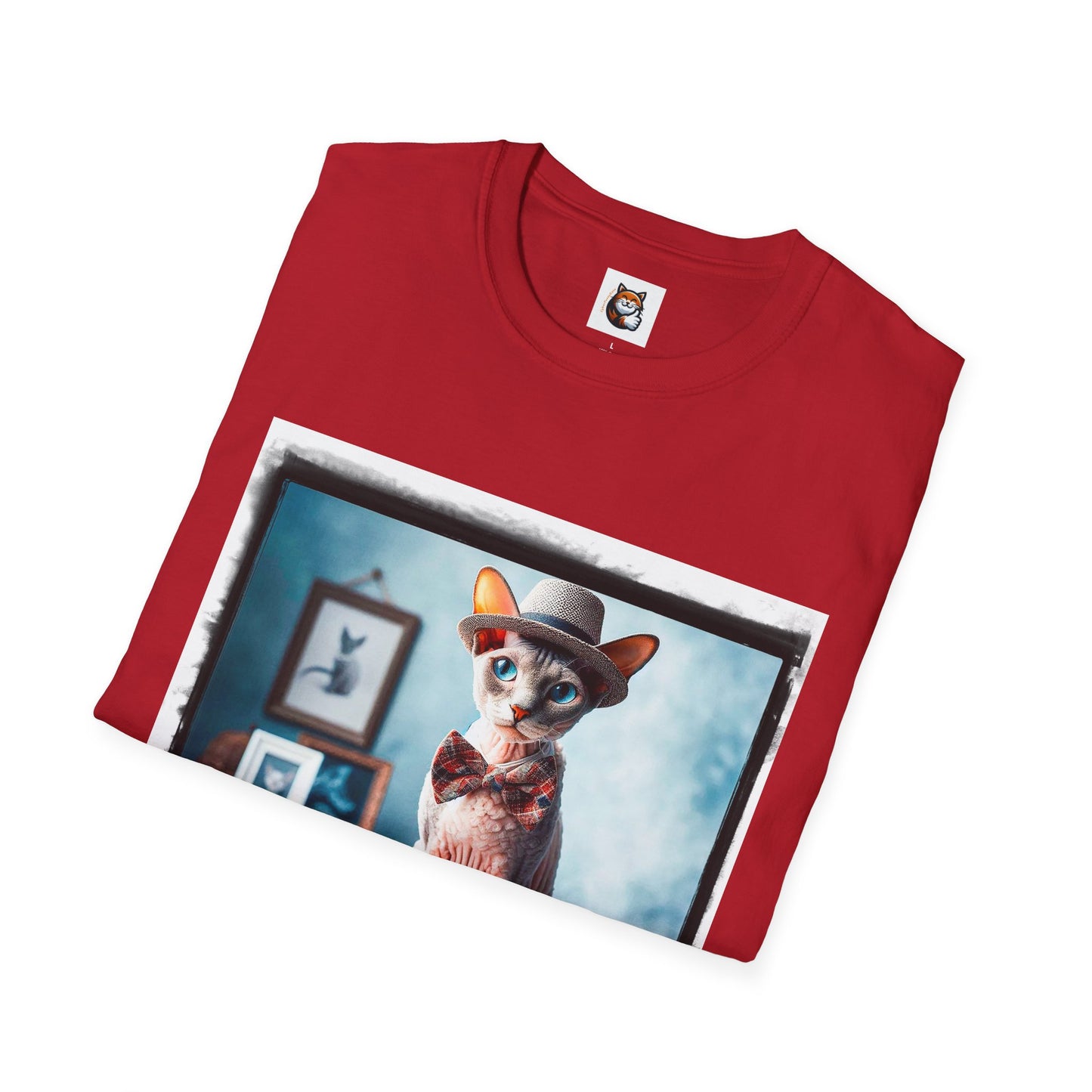 Cornish Rex Cat hat and bow tie Softstyle T-Shirt