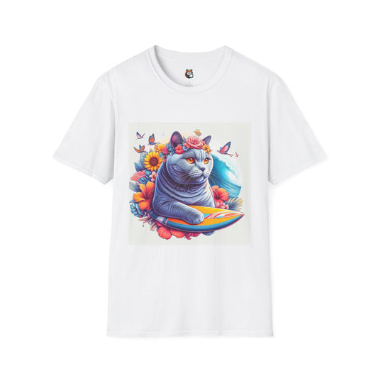 British Shorthair surf board Softstyle T-Shirt