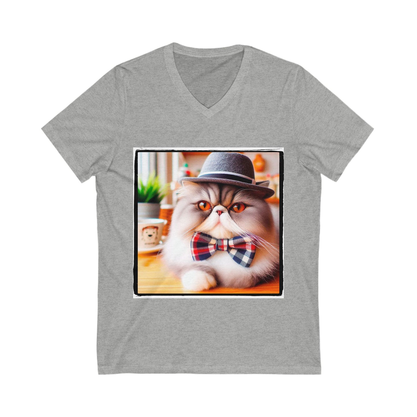 Persian Cat Unisex Jersey Short Sleeve V-Neck Tee