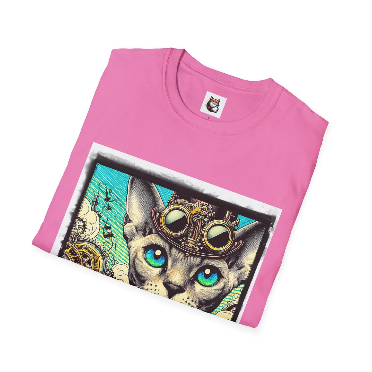 Devon Rex Cat steam punk Softstyle T-Shirt