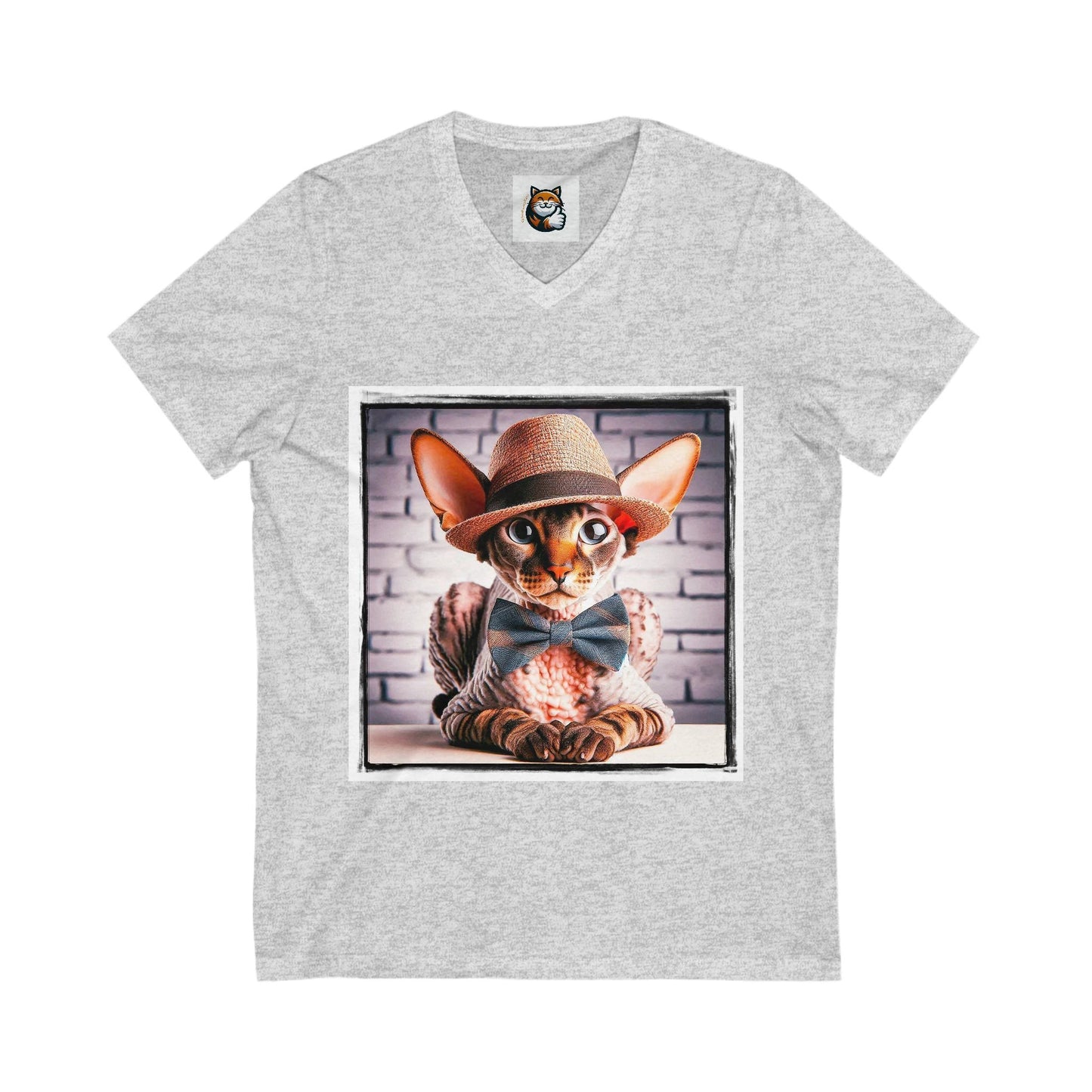 Cornish Rex Cat Unisex Jersey Short Sleeve V-Neck Tee by Printify