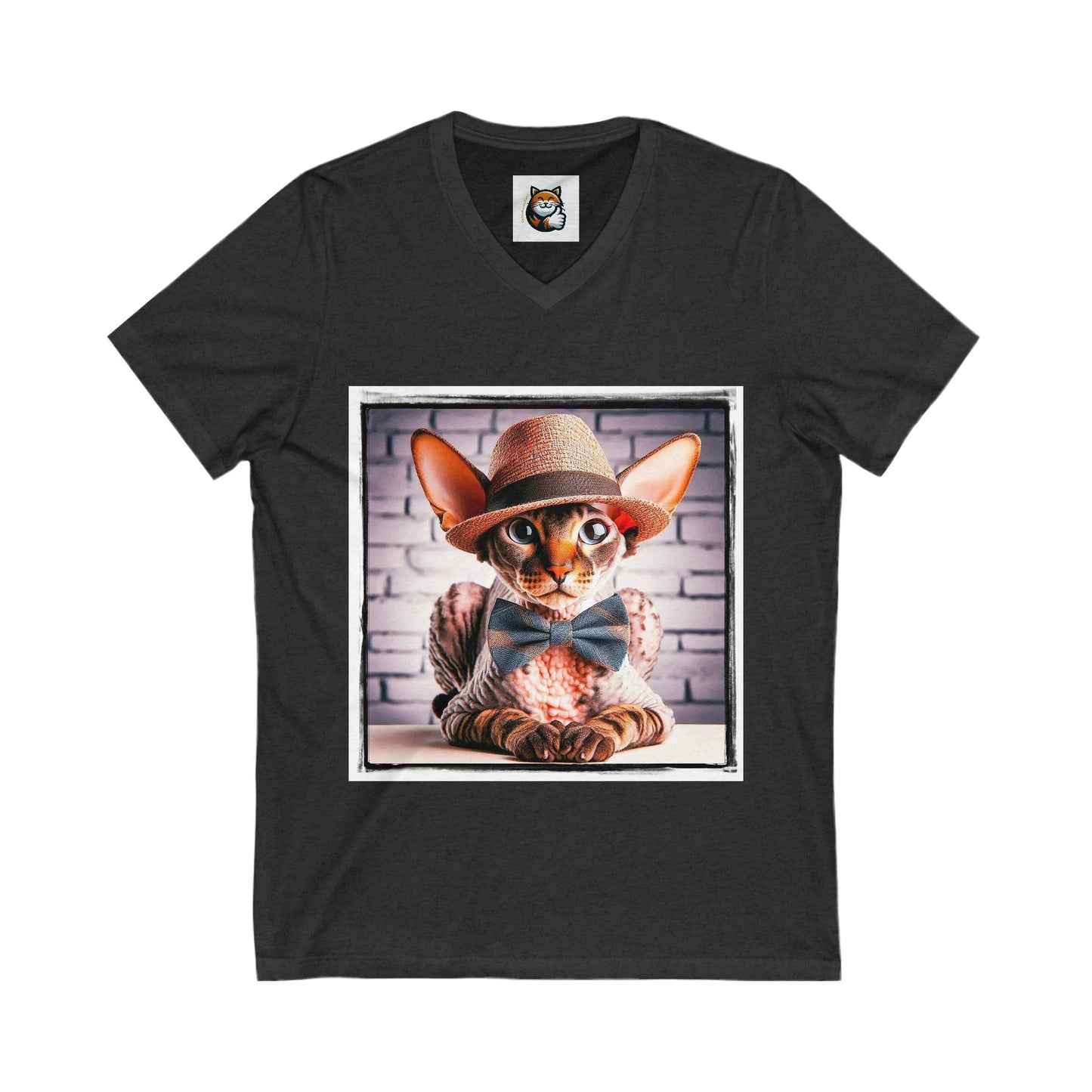 Cornish Rex Cat Unisex Jersey Short Sleeve V-Neck Tee by Printify