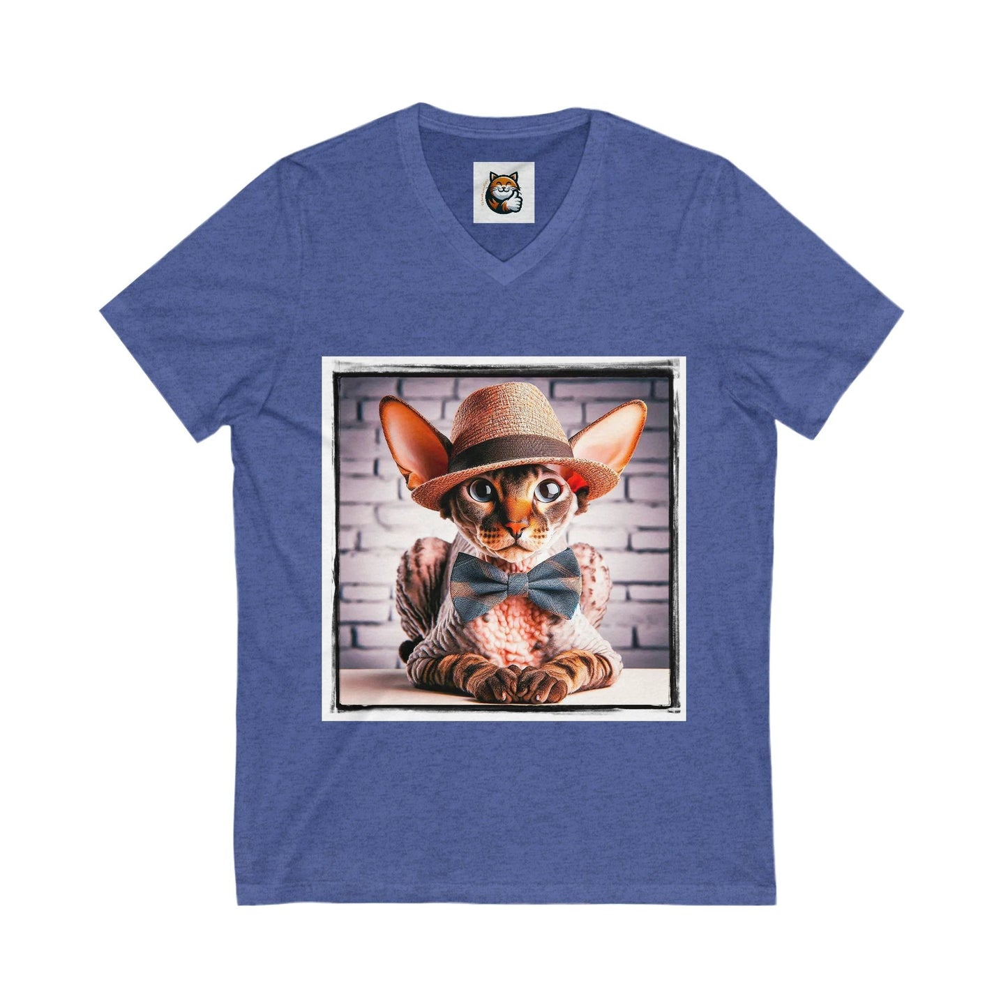 Cornish Rex Cat Unisex Jersey Short Sleeve V-Neck Tee by Printify