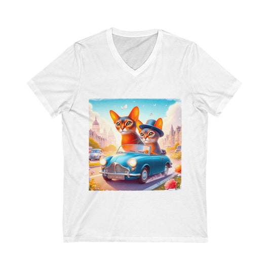 Wacky blue car Unisex Jersey Short Sleeve V-Neck Tee