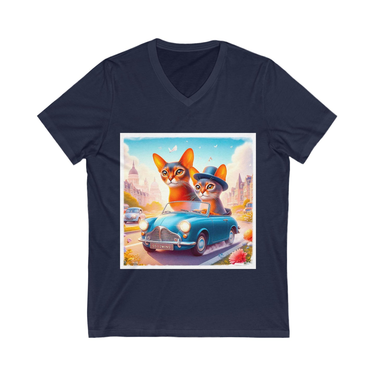 Wacky blue car Unisex Jersey Short Sleeve V-Neck Tee