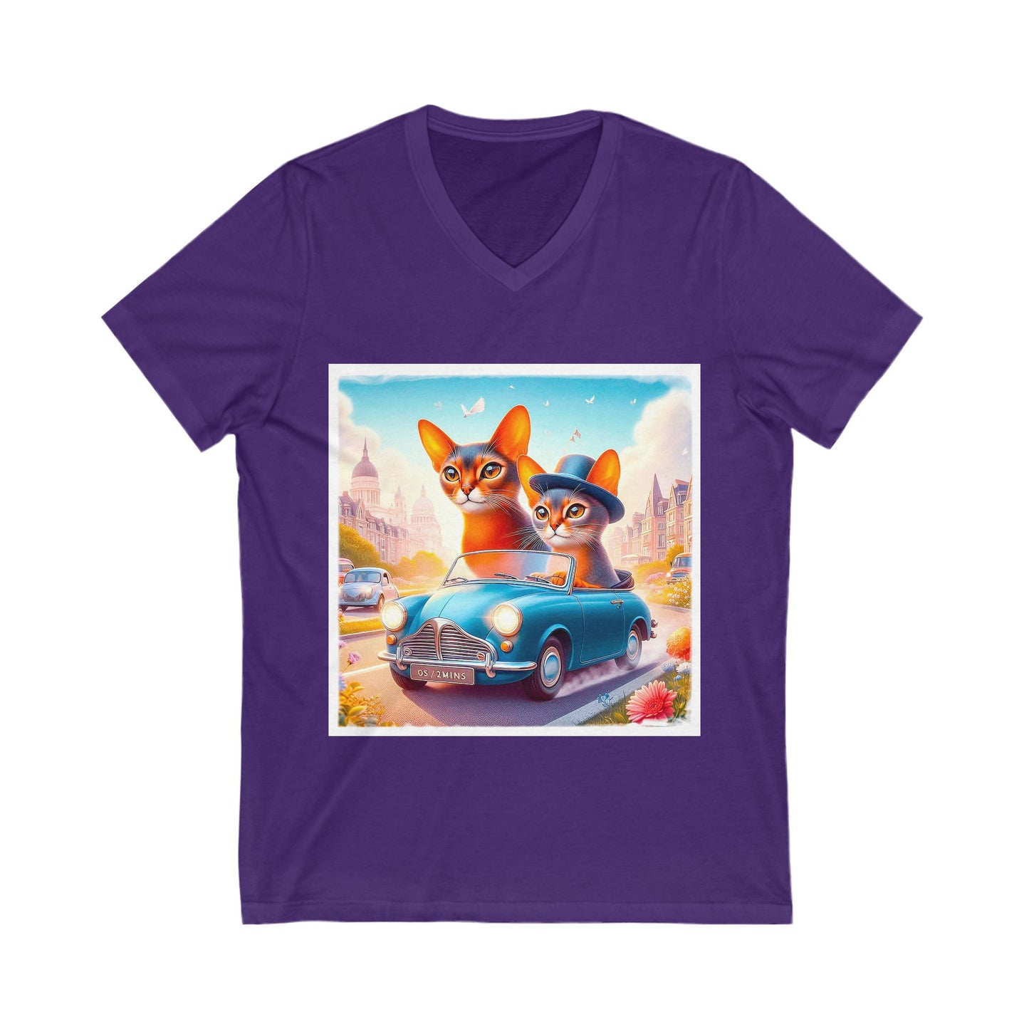 Wacky blue car Unisex Jersey Short Sleeve V-Neck Tee