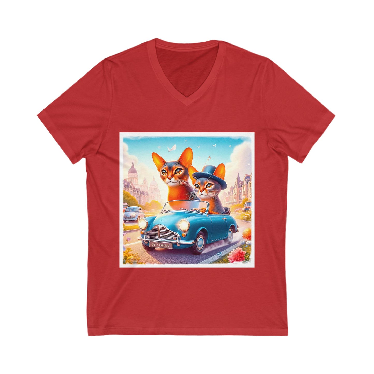 Wacky blue car Unisex Jersey Short Sleeve V-Neck Tee
