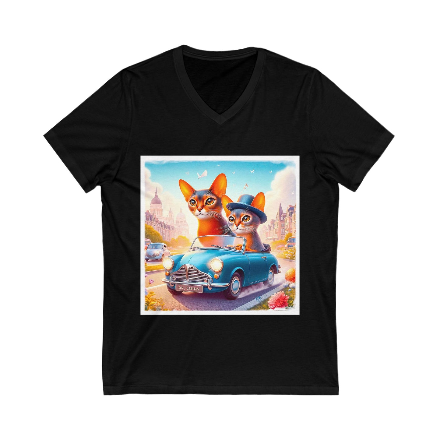 Wacky blue car Unisex Jersey Short Sleeve V-Neck Tee
