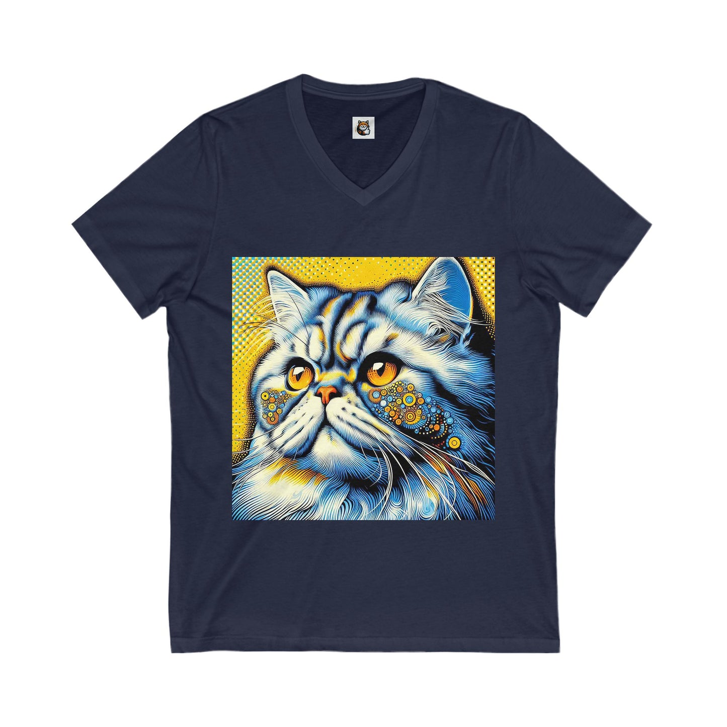 - Selkirk Rex Design V-Neck yellow and blue
