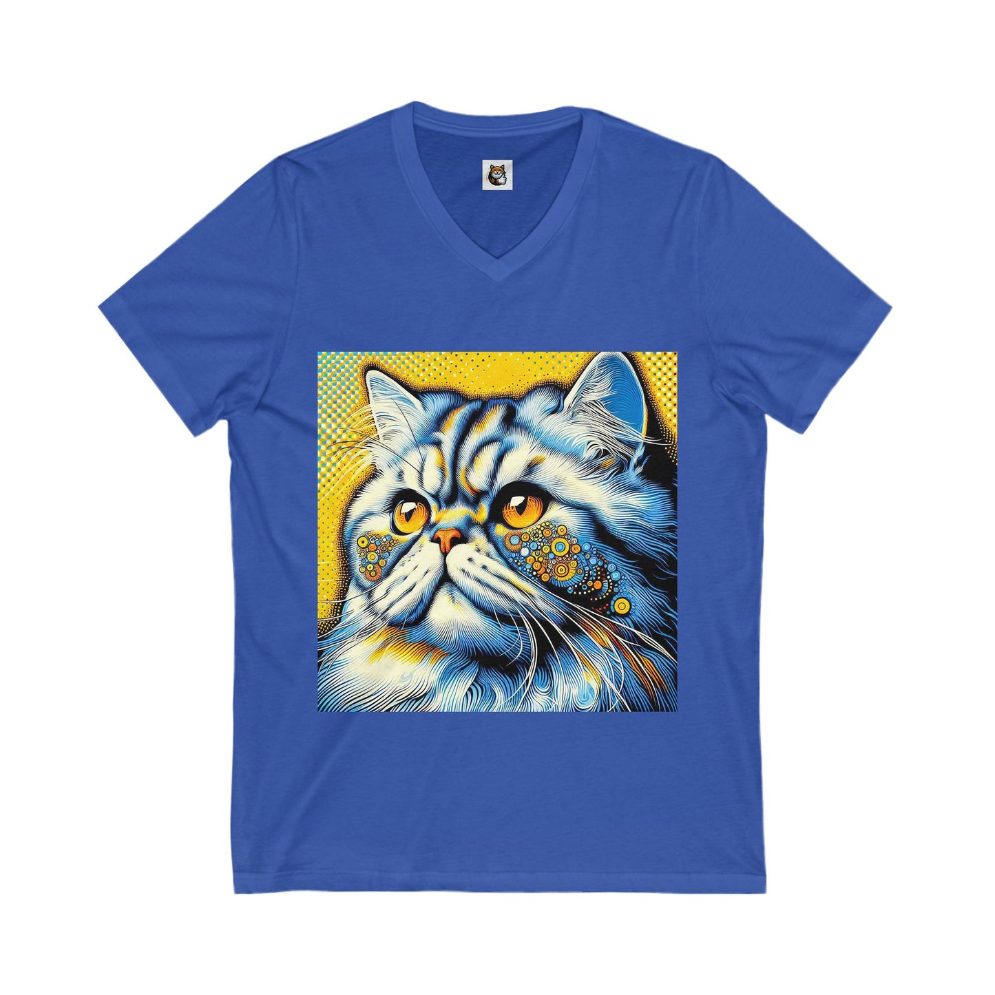- Selkirk Rex Design V-Neck yellow and blue