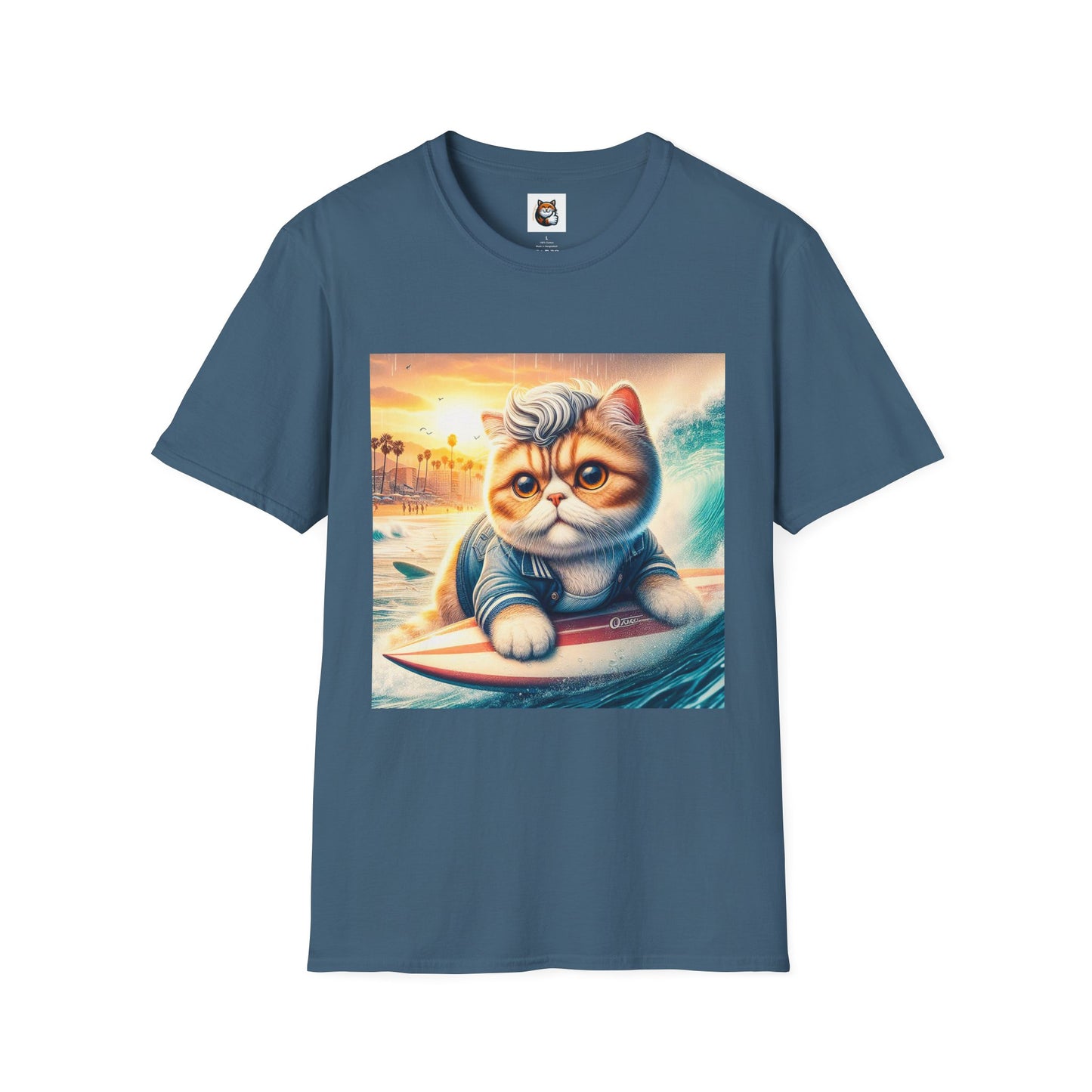 Selkirk Rex Cat T-Shirt -handsome surfer