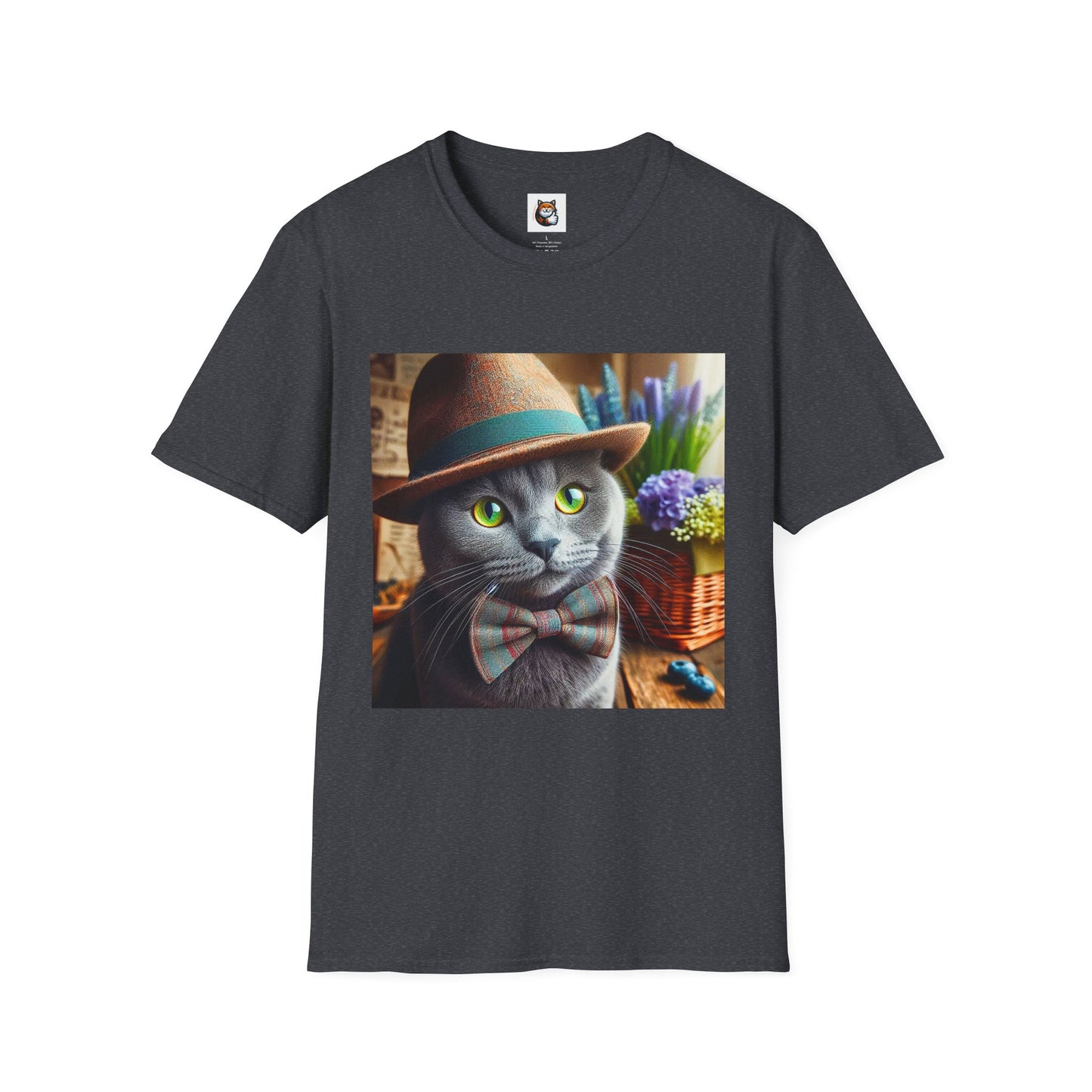 Russian Blue Cat hat and bow tie T-Shirt