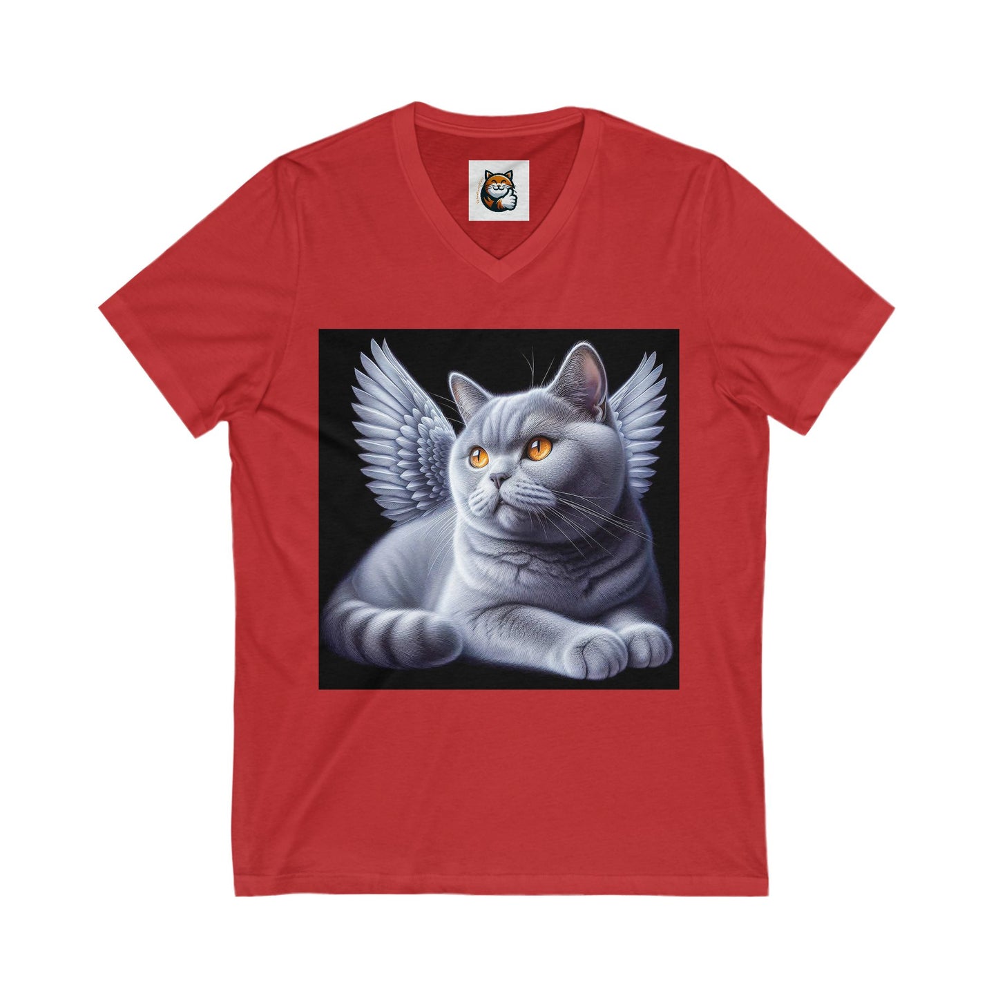 British Shorthair Unisex Jersey Short Sleeve V-Neck Tee