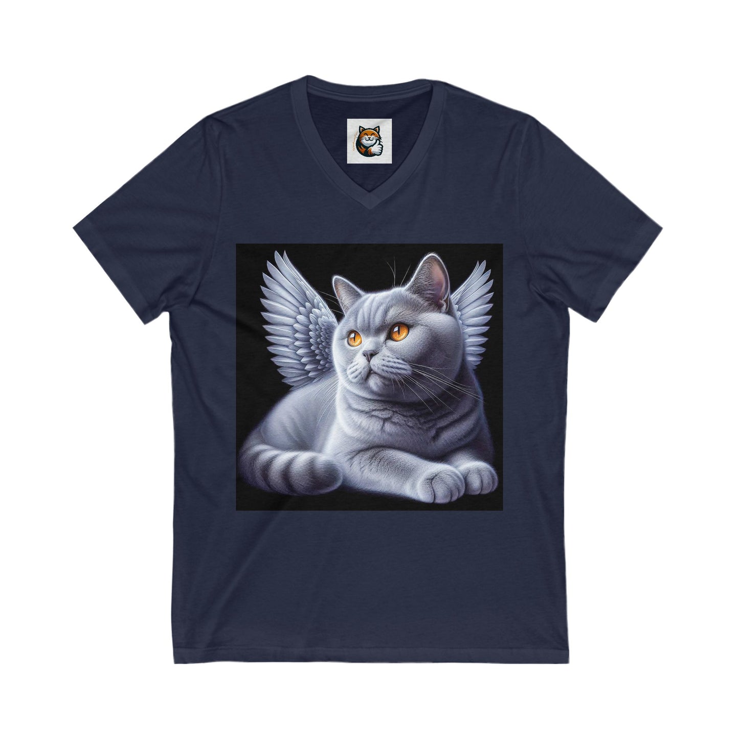 British Shorthair Unisex Jersey Short Sleeve V-Neck Tee