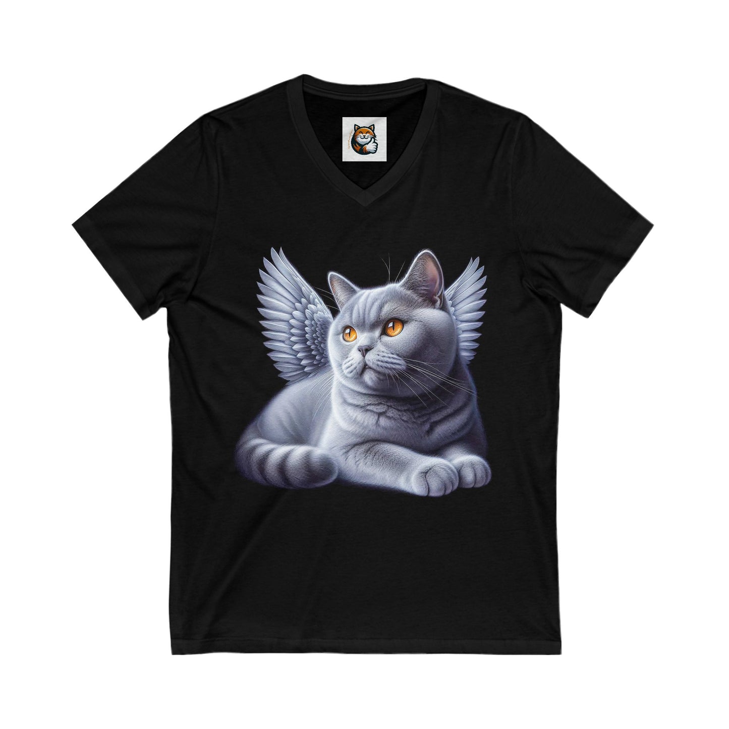 British Shorthair Unisex Jersey Short Sleeve V-Neck Tee
