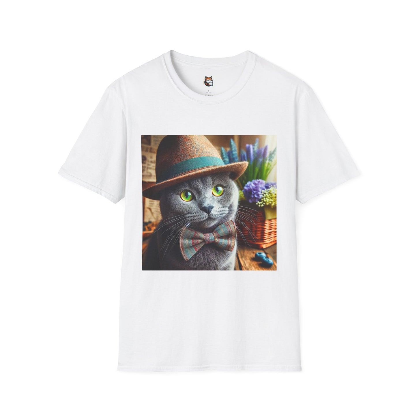 Russian Blue Cat hat and bow tie T-Shirt