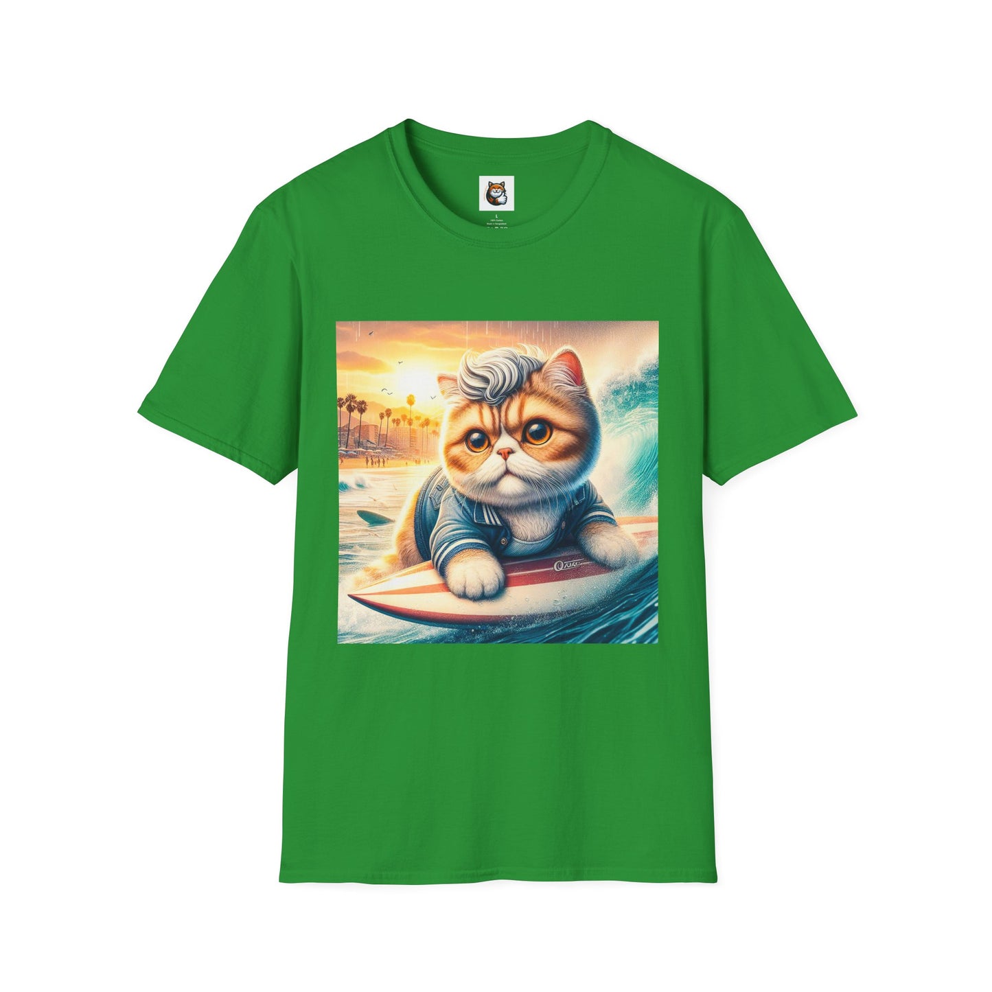 Selkirk Rex Cat T-Shirt -handsome surfer