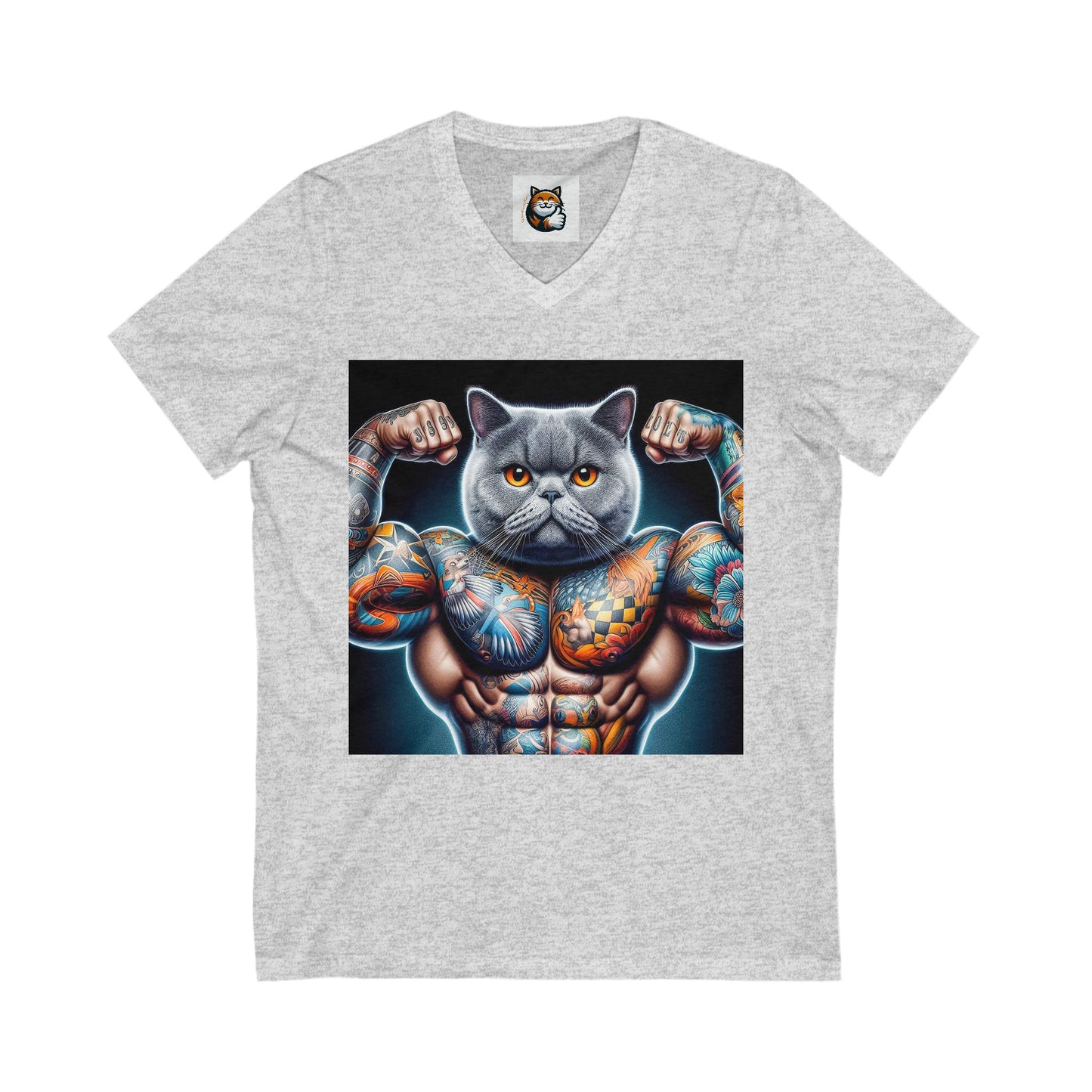 British Shorthair Unisex Jersey Short Sleeve V-Neck Tee