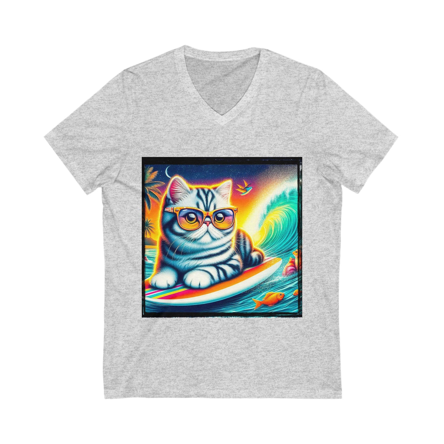 Exotic Shorthair Cat Unisex Jersey Short Sleeve V-Neck Tee