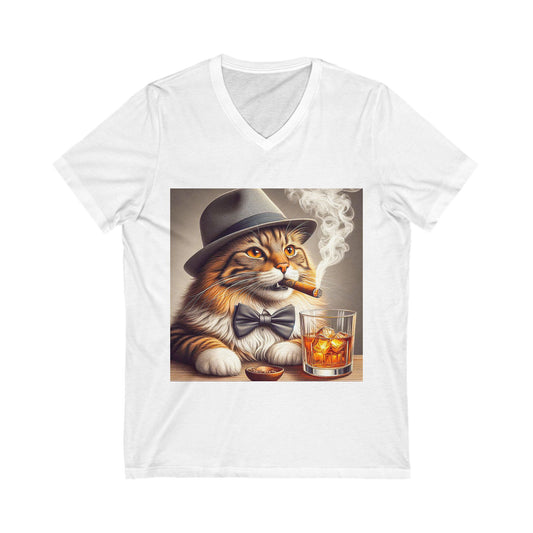 Norwegian Forest Cat Unisex Jersey Short Sleeve V-Neck Tee