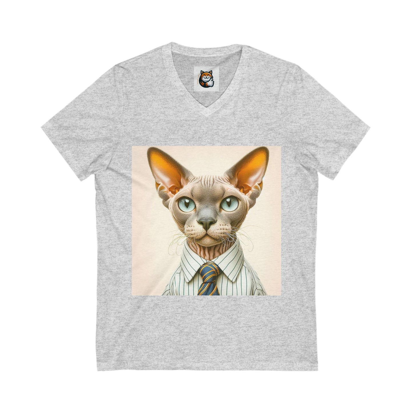 Devon Rex business man  Unisex Jersey Short Sleeve V-Neck Tee