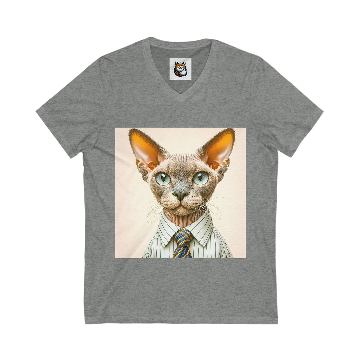 Devon Rex business man  Unisex Jersey Short Sleeve V-Neck Tee